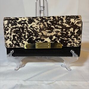 Kenneth Cole Black and Beige Calf Hair Wallet